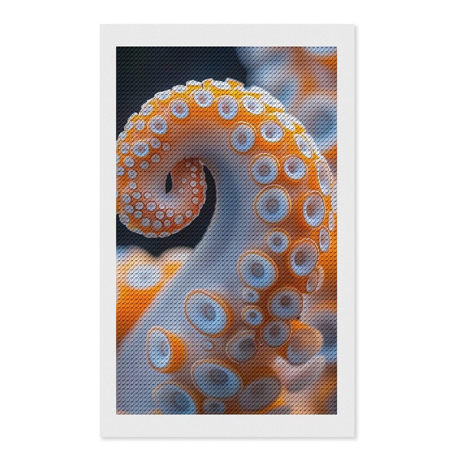 Junmoney Close-up of an Octopus Tentacle DIY Diamond Art Canvas Kit 12"x20", Adhesive Canvas, Easy to Enjoy, Farmhouse Decor, Festive Craft Gift