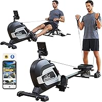 pooboo H015 Magnetic Rowing Machine for Home Use - 14-Level Resistance, Foldable, Quiet, 360lbs Capacity, App Tracking