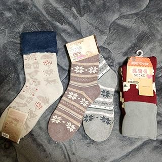 レディース 裏起毛靴下 暖かソックス 4足組 秋冬 モコモコ 厚手 暖か