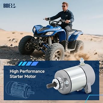 BDELI Starter Replacement New for 00-06 Honda Rancher 350 FourTrax, TRX350 4x4 ES, TRX350FE TRX350FM TRX350TE TRX350TM 2000-2006, 12V, Metal, SMU0215, Powersports