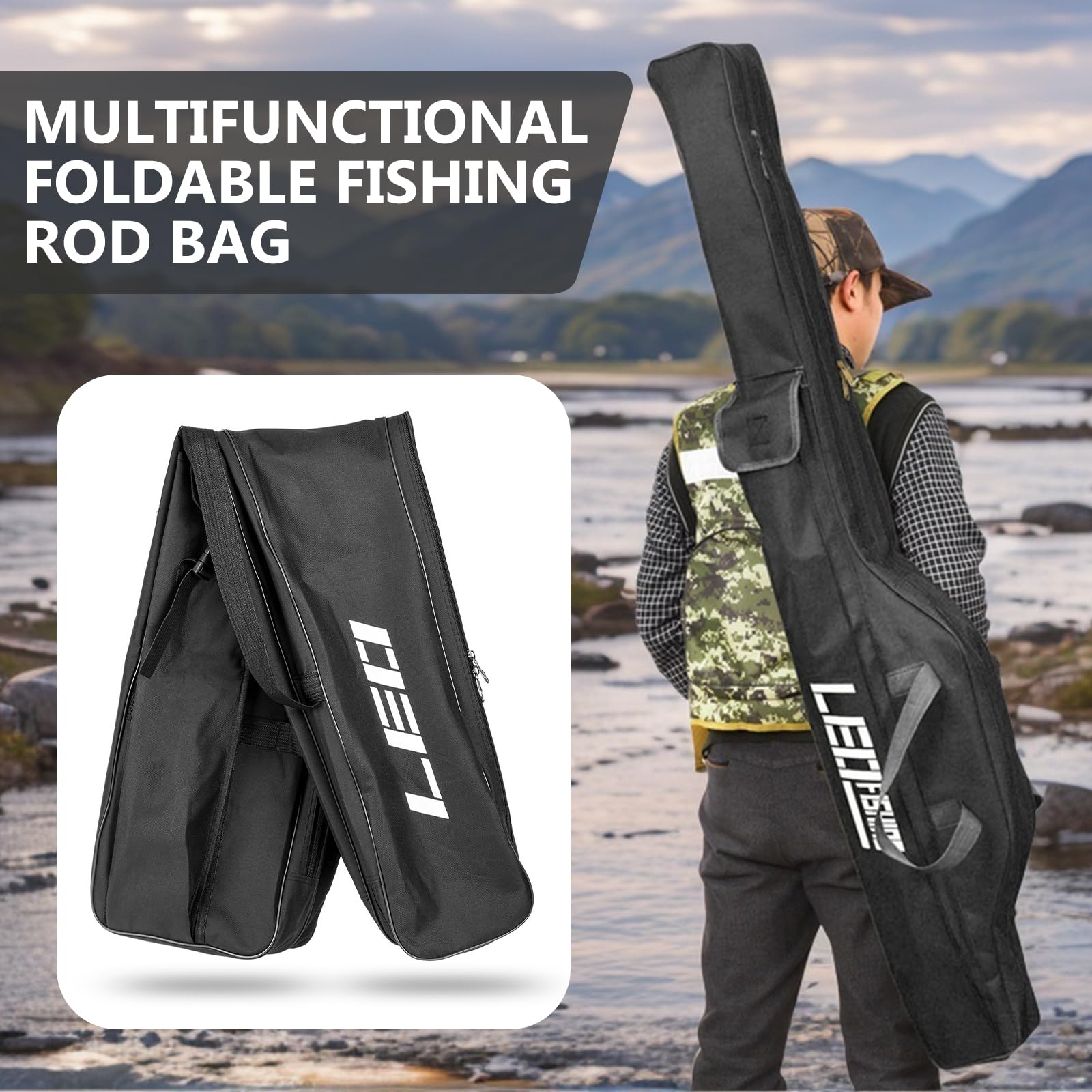 BORDEAG Caña De Pesca Portátil 150 cm, Bolsa Para Equipos y Soportes