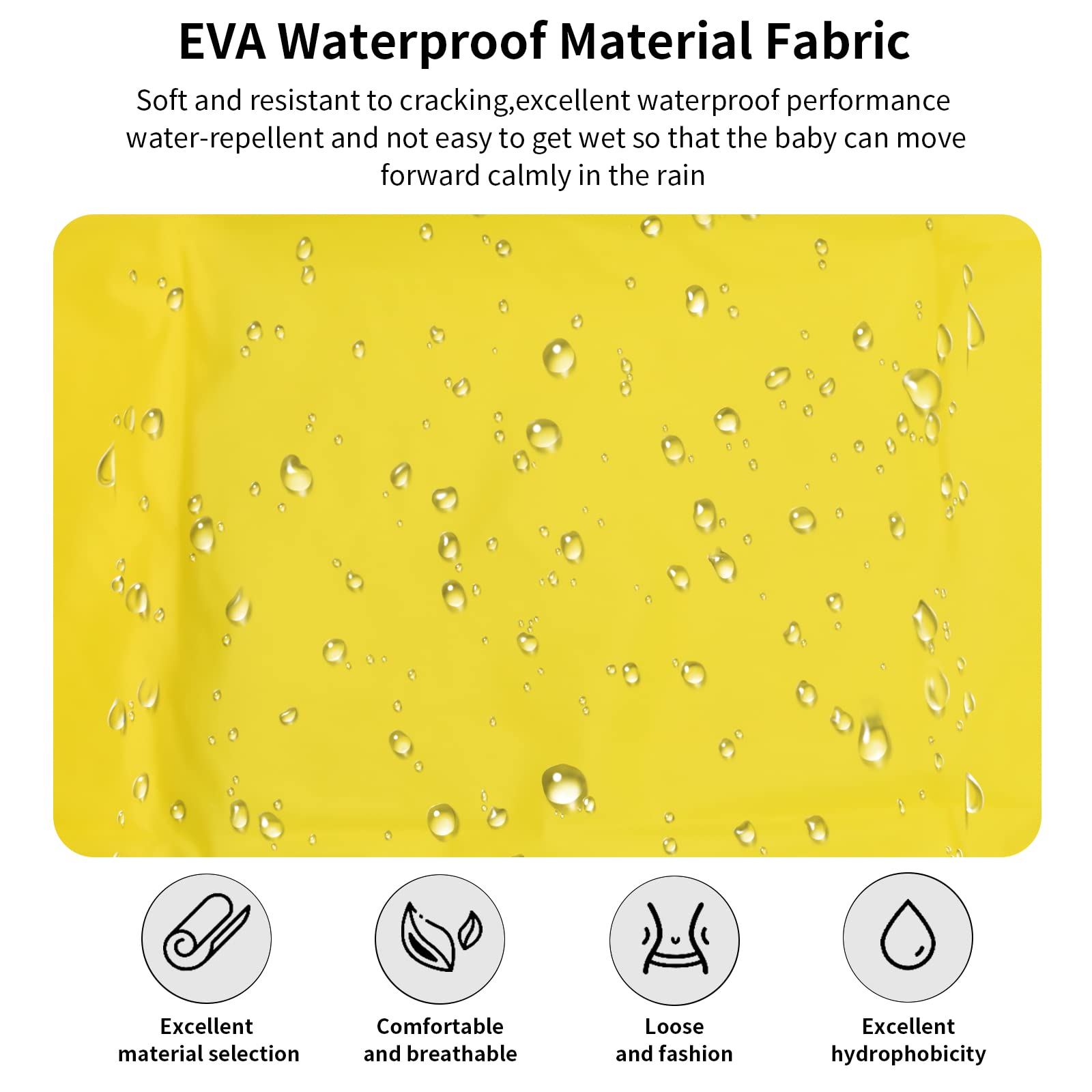Volumoon 2pcs Impermeabile per Bambini 110cm, Poncho Pioggia Unisex con Cappuccio e Bottoni Portatile, Bambini Impermeabile Giacca da Pioggia, Riutilizzabile Mantella Antipioggia in EVA (Giallo+Viola)