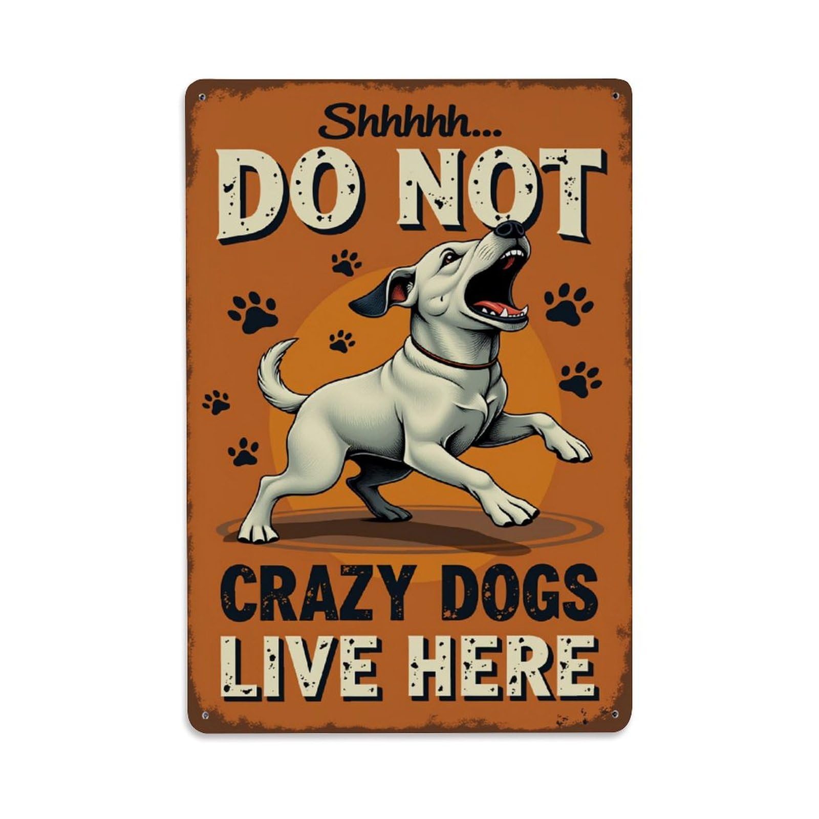 Jdyaojiesheng Vintage Dog Barking Warning Sign Art Tin Sign Retro Metal Wall Decor Metal Poster, Home Bar Garage Farmhouse Cafe Wall Art Decoration 8X12inches