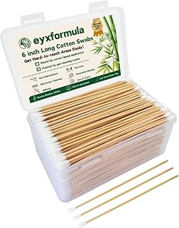 Eyxformula 600 PCS 6 Inch Cotton Swabs with Sturdy Bamboo Sticks – Extra Long, Lint-Free, High Absorbent, Non Sterile Cotton Tipped Applicators for Dog Ear Cleaning, Gun Cleaning, Makeup, Crafts