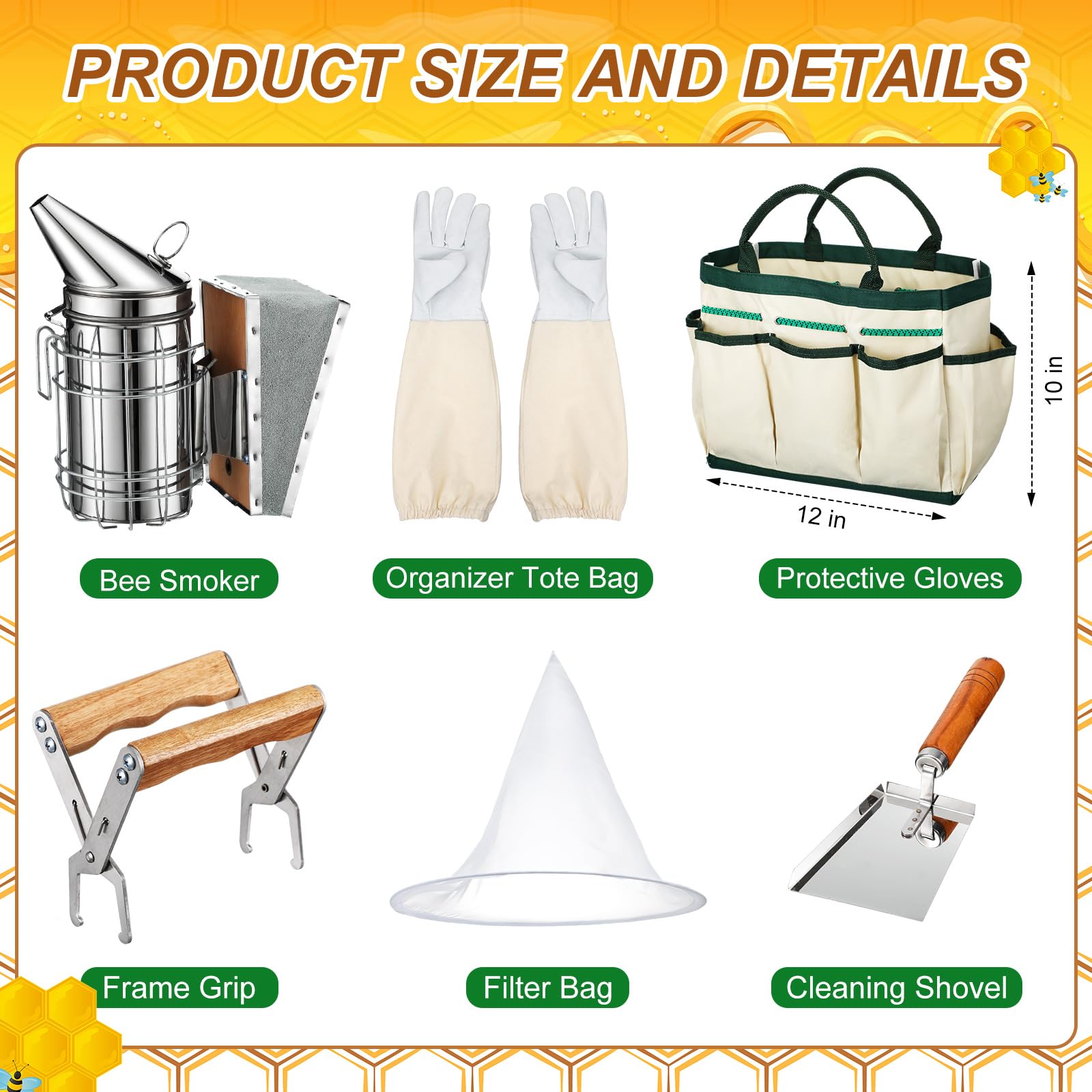 30 strumenti per apicoltura, kit di avviamento per apicoltura, kit di avviamento per apicoltura, forniture per alveare, scatole per alveari, kit per apicoltori, uomini e donne (XXL)