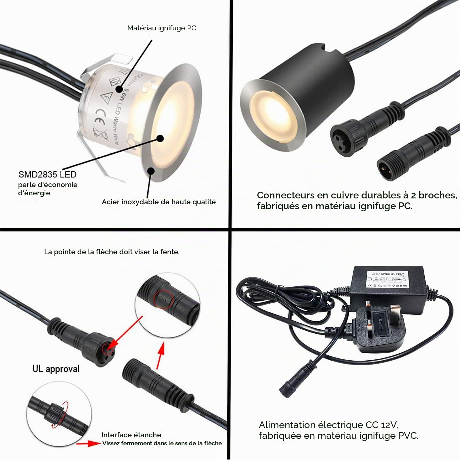 SMY Lot de 16 Spots LED Encastrable Extérieur IP67 Étanche Ø 32mm Blanc Chaud 2800K