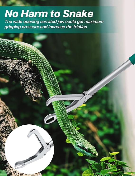 69 Snake Grabber Tool – Heavy Duty Locking Reptile Tongs for Rattlesnakes, Long Reach Folding Snake Catcher for Outdoor, Garden, and Emergency Use