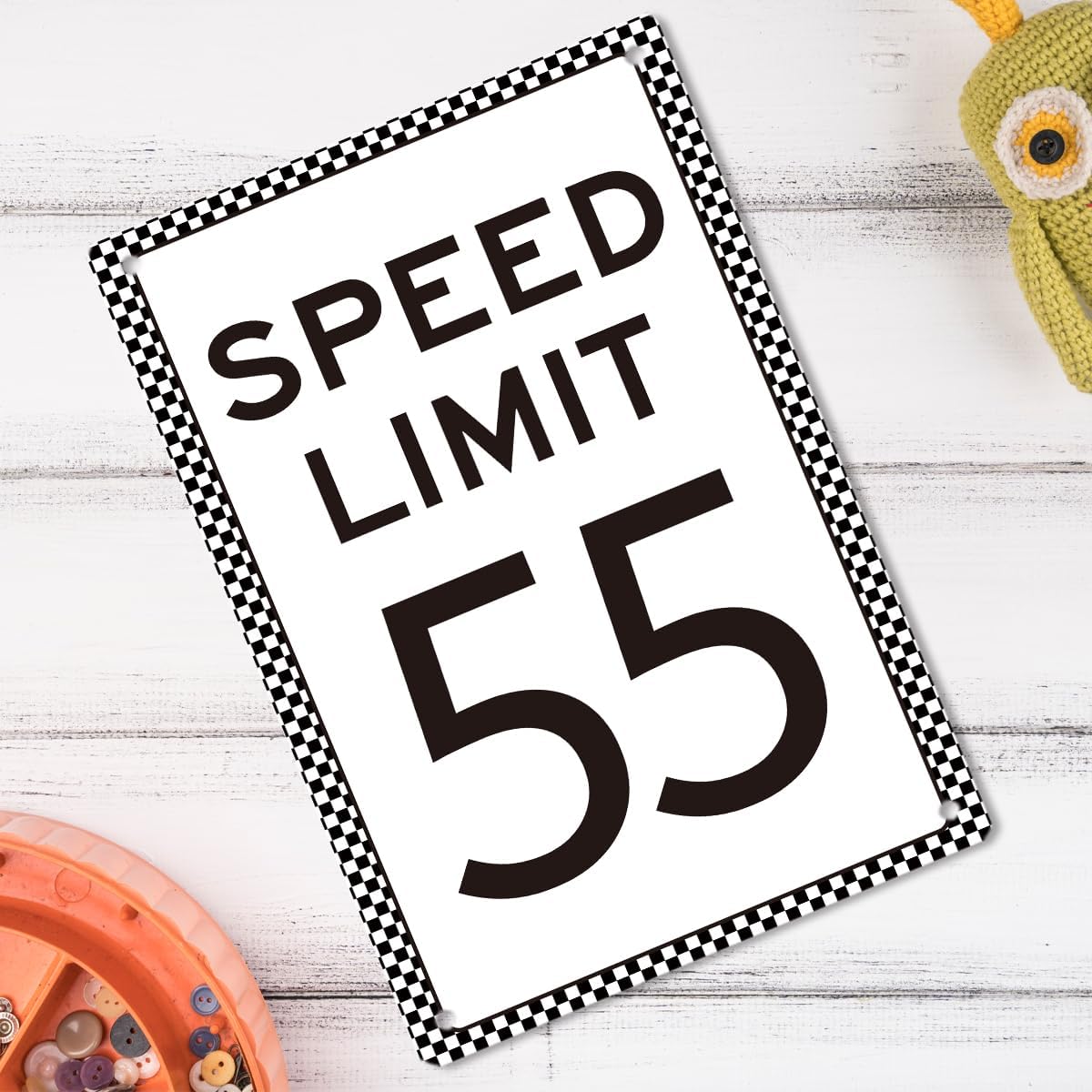 Race Car Birthday Decor, Speed Limit 55 Sign, Race Car Birthday Party Decorations, 8x12 Inches Tin Signs， Let's Go Racing Party Supplies for Boy Race Fans image 4