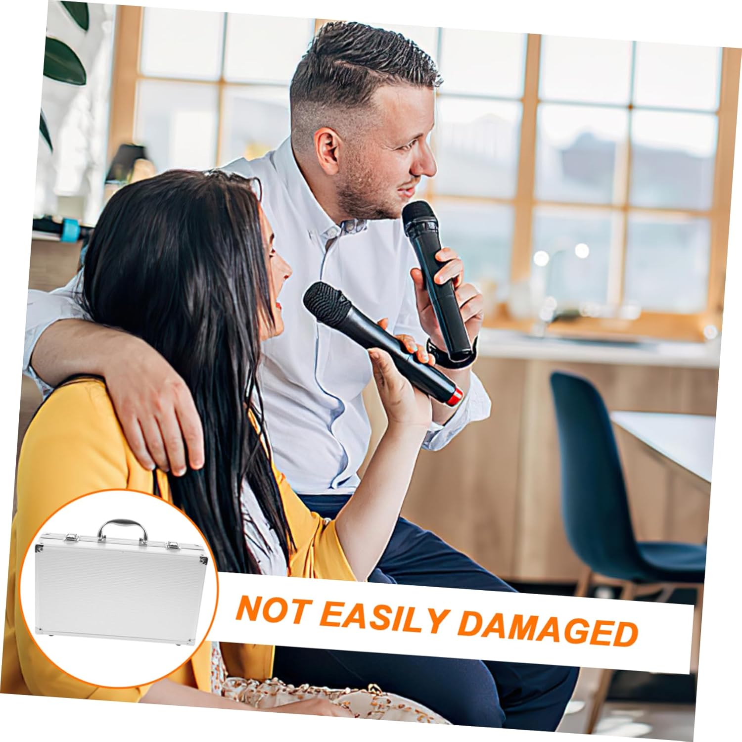 SECFOU Microphone Case for Cordless Microphones Portable Organizer with Handle Lightweight Storage Box for Wireless Handheld Mics and Accessories for Ktv and Events