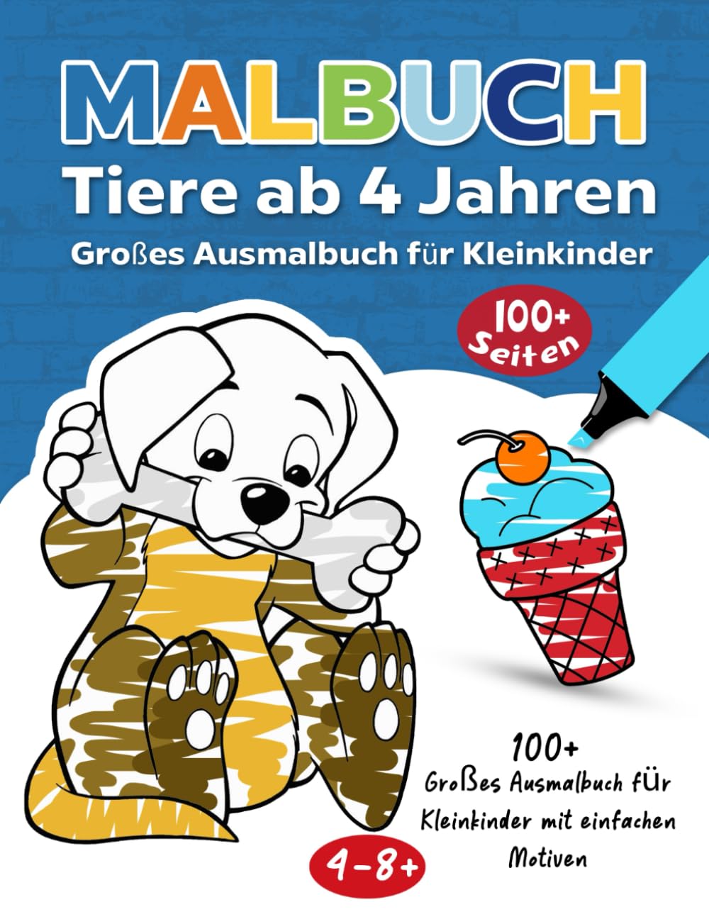 Malbuch Tiere ab 4 Jahren: Über 100 große Tierbilder zum Ausmalen | Perfekt für Jungen und Mädchen | Förderung der Feinmotorik und Kreativität