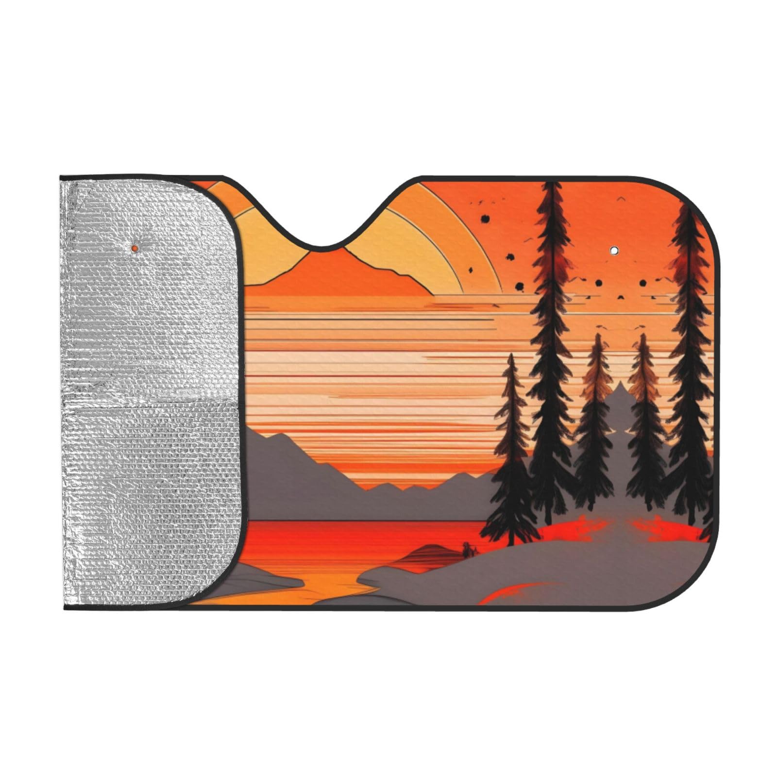Parasole per parabrezza per auto Tree Hills and Rivers, copertura per riflettore per scudo termico automatico per raggi UV, calore solare, mantieni il tuo veicolo fresco, 55x30 pollici, per la