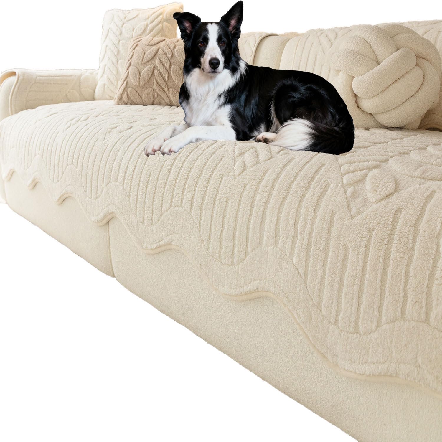 Housse de canapé pour animal de compagnie protection fourrure blanc riz