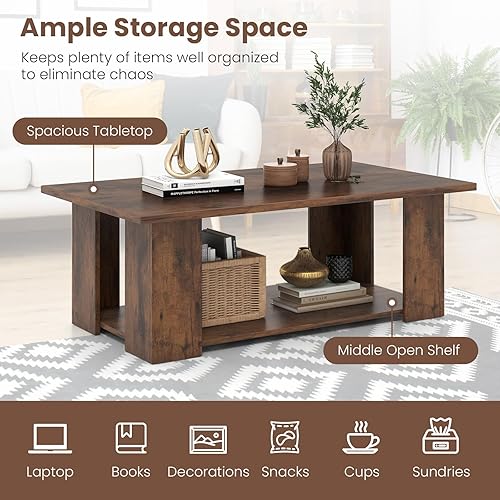 Miniatura 14 de GOFLAME Mesa auxiliar con almacenamiento, mesa central auxiliar moderna para sofá para espacios pequeños, soporte de TV decorativo para sala de