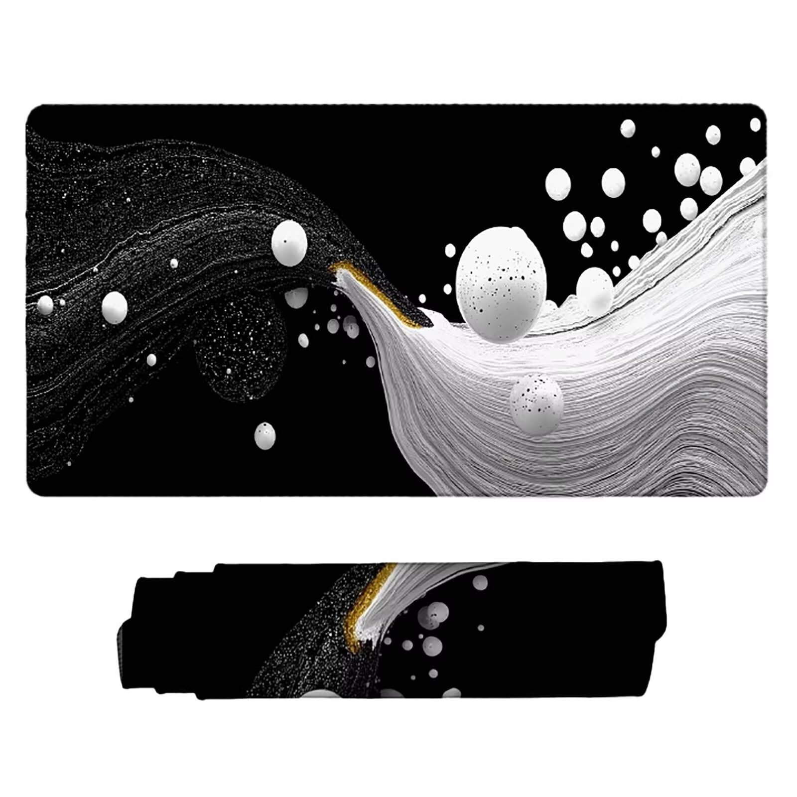 Tappetino Mouse XXL 1000x500mm Nero Mousepad Astratto Tappetino Scrivania Grande, con base in Gomma Antiscivolo, Impermeabile Sottomano Scrivania per Computer, Accessori Gaming Mouse Pad 5-3322x
