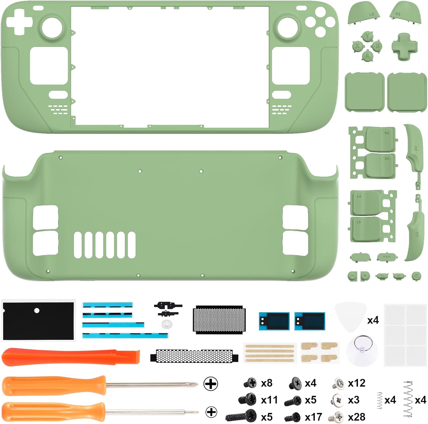 eXtremeRate DIY Full Set Shell with Buttons for Steam Deck LCD, Custom Faceplate Back Plate Replacement Shell for Steam Deck LCD - Matcha Green [Console NOT Included]