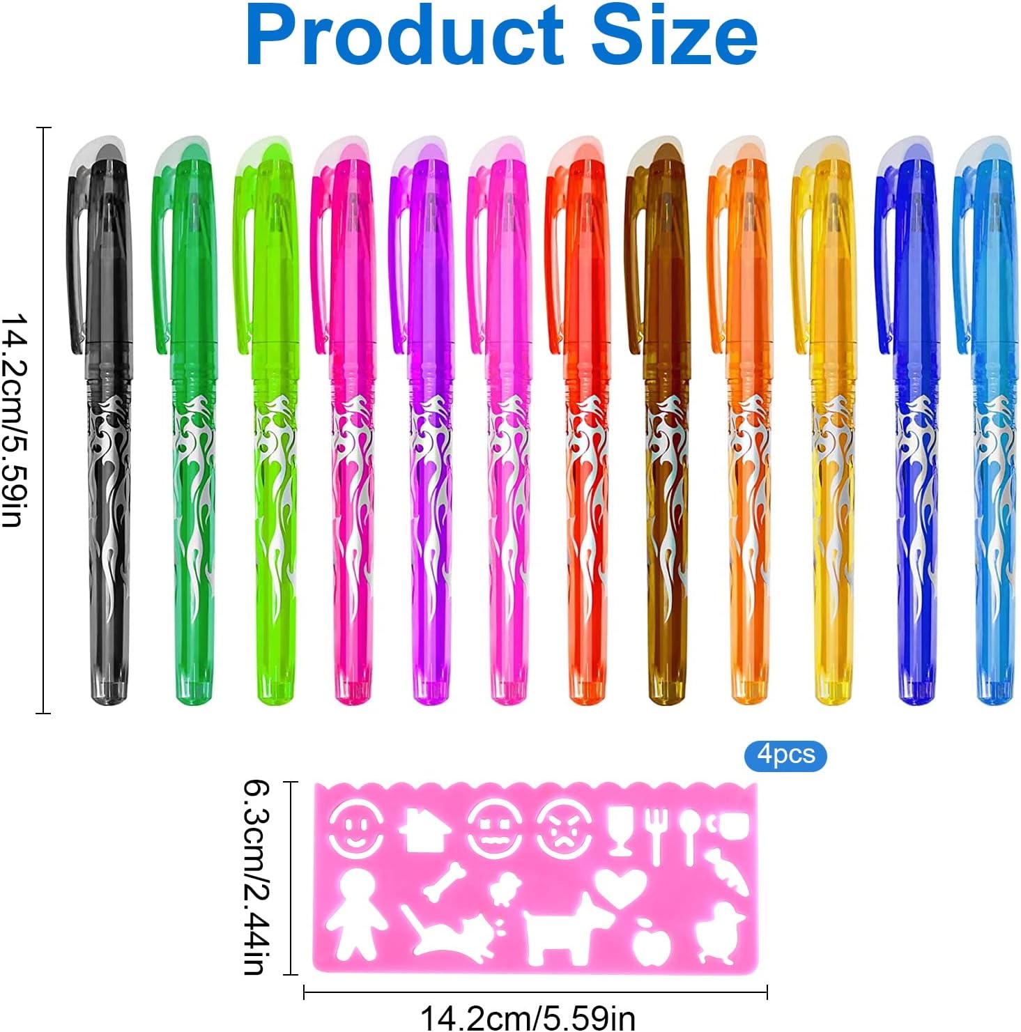 12Pcs Erasable Rollerball Pen Assorted Colours Fine Rollerball Erasable Pens Pen 0.7mm with Drawing Board - Image 3