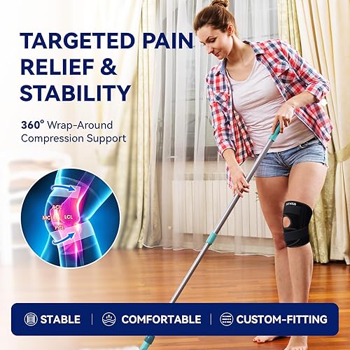 Miniatura 4 de Rodillera para dolor de rodilla y artritis, soporte ajustable con estabilizadores laterales para recuperación de lesiones de desgarro de menisco,