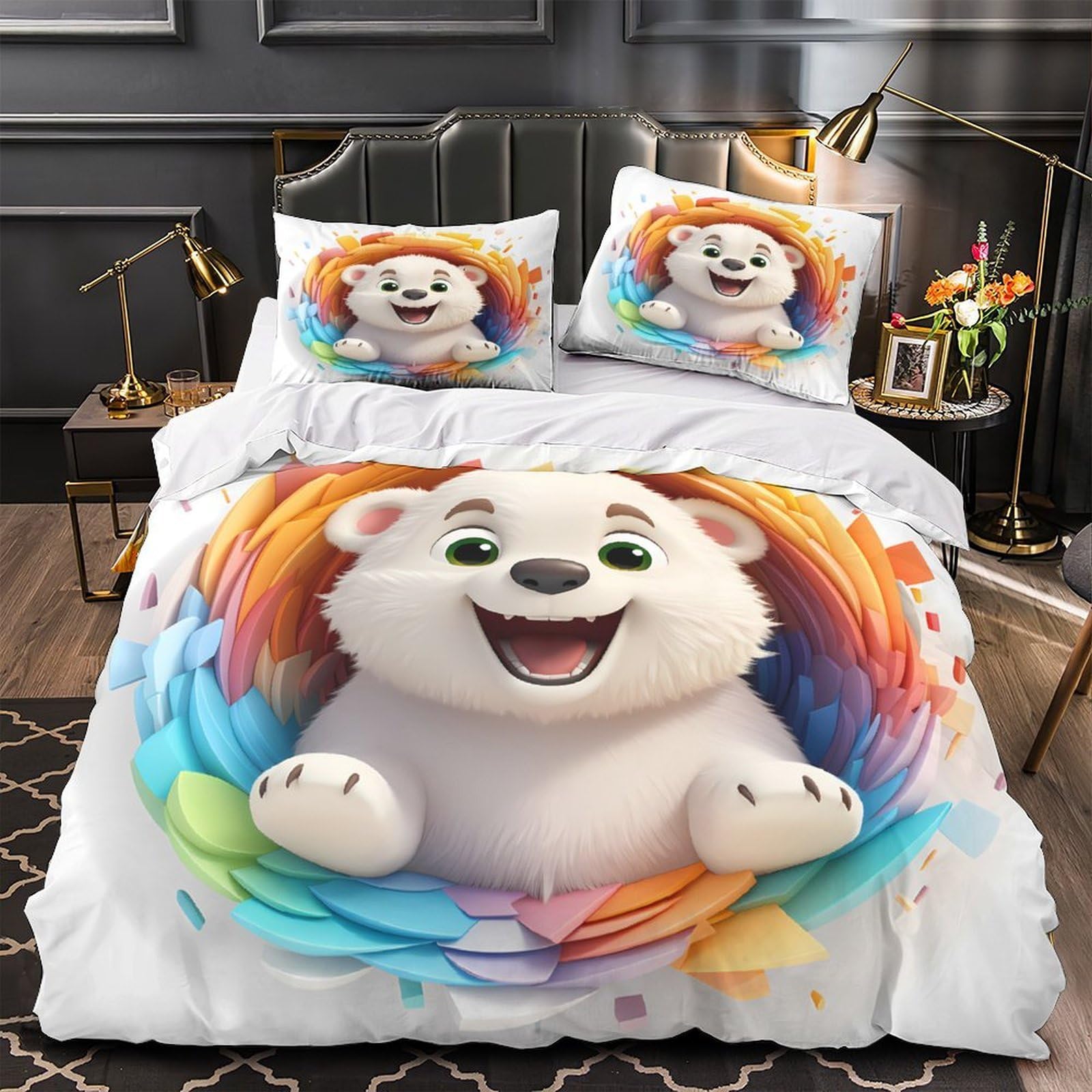 Housse de couette pingouin effet 3D confortable en microfibre premium 200x200