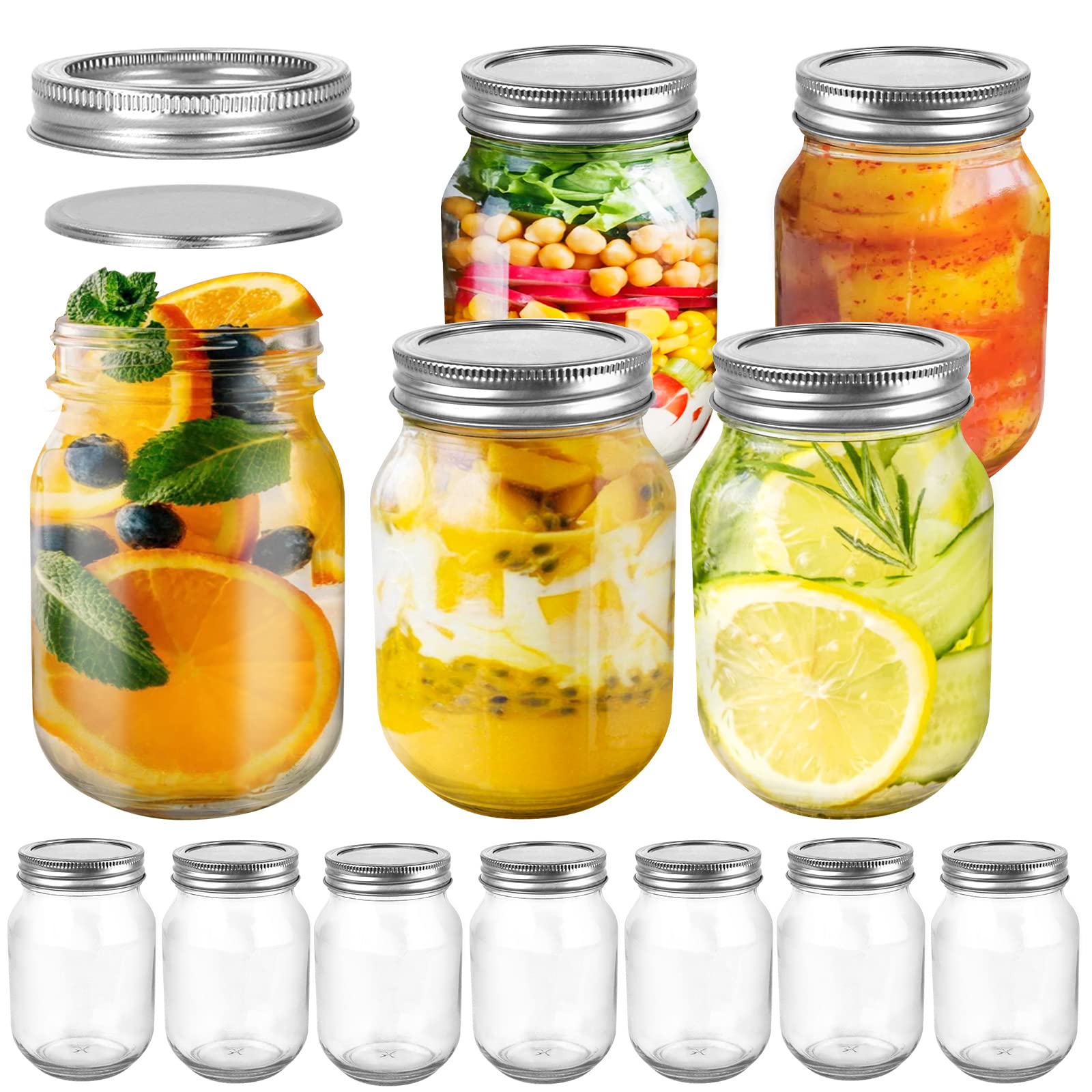 Buy Keketin 16 oz Mason Jars,12 Pack Canning Jars with Silver Airtight