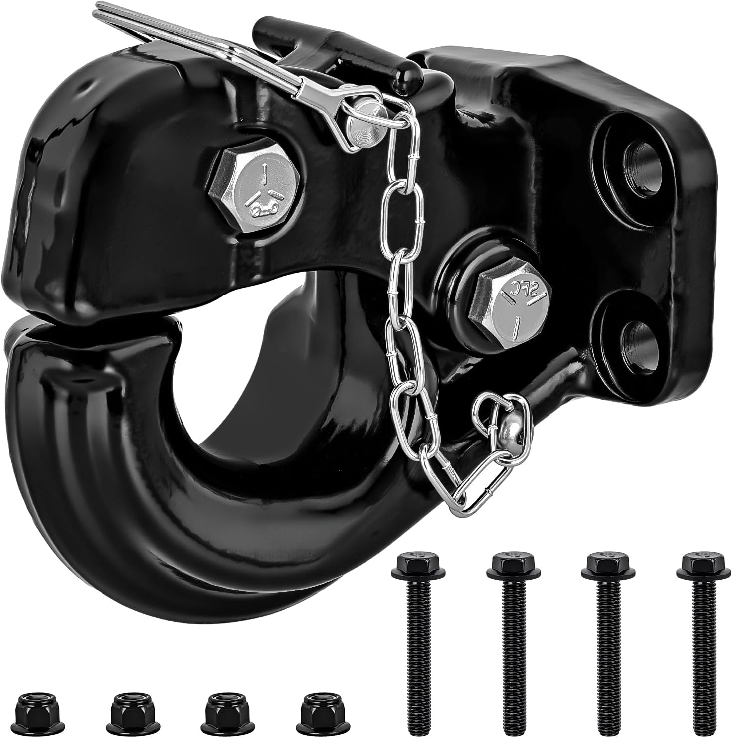 Nilight Pintle Hook Hitch with Mounting Kit 30,000 lbs, Fits 2-1/2 to 3-Inch Lunette Ring, Mount Required, 15Ton Hitch Receiver fit for Pintle Hook Mount
