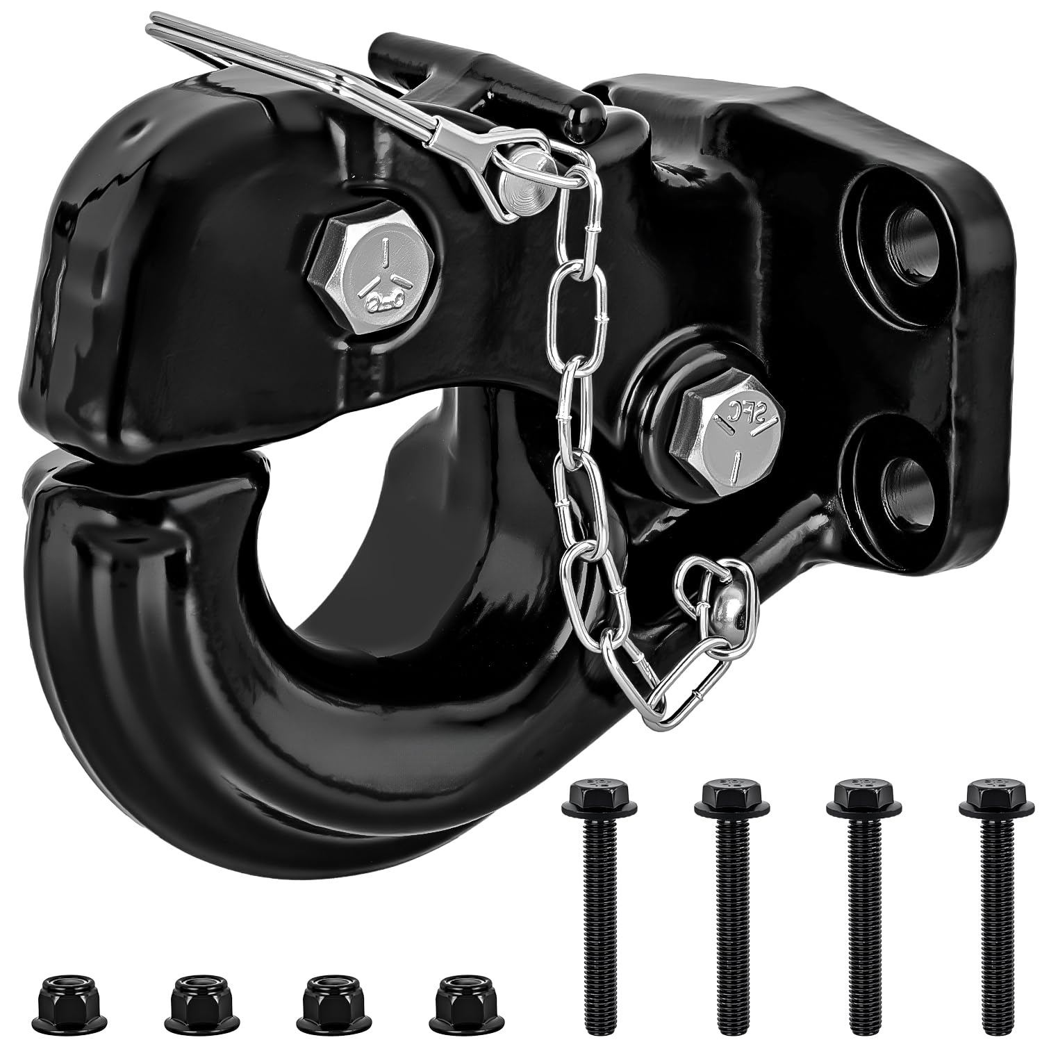Nilight Pintle Hook Hitch with Mounting Kit 40,000 lbs, Fits 2-1/2 to 3-Inch Lunette Ring, Mount Required, 20Ton Hitch Receiver fit for Pintle Hook Mount