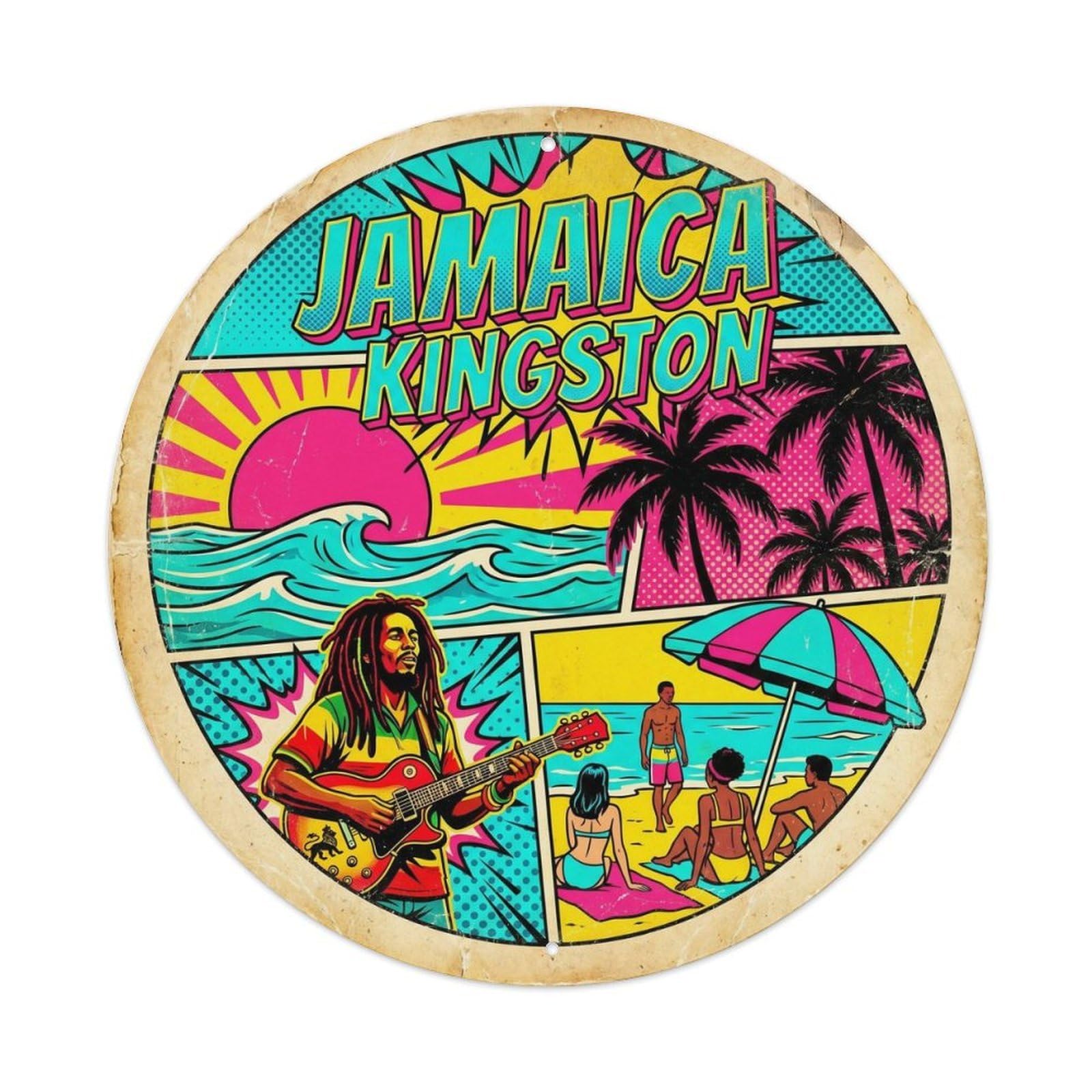 Jamaica Kingston Lagoon Travel Comic Color Metal Tin Sign