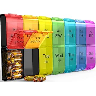 Extra Large Pill Organizer 2 Times a Day, Weekly XL AM PM Pill Case, 7 Day Pill Box Twice a Day, Oversized Daily Medicine Organizer for Vitamins, Big Pill Container, Medication Dispenser(Black)