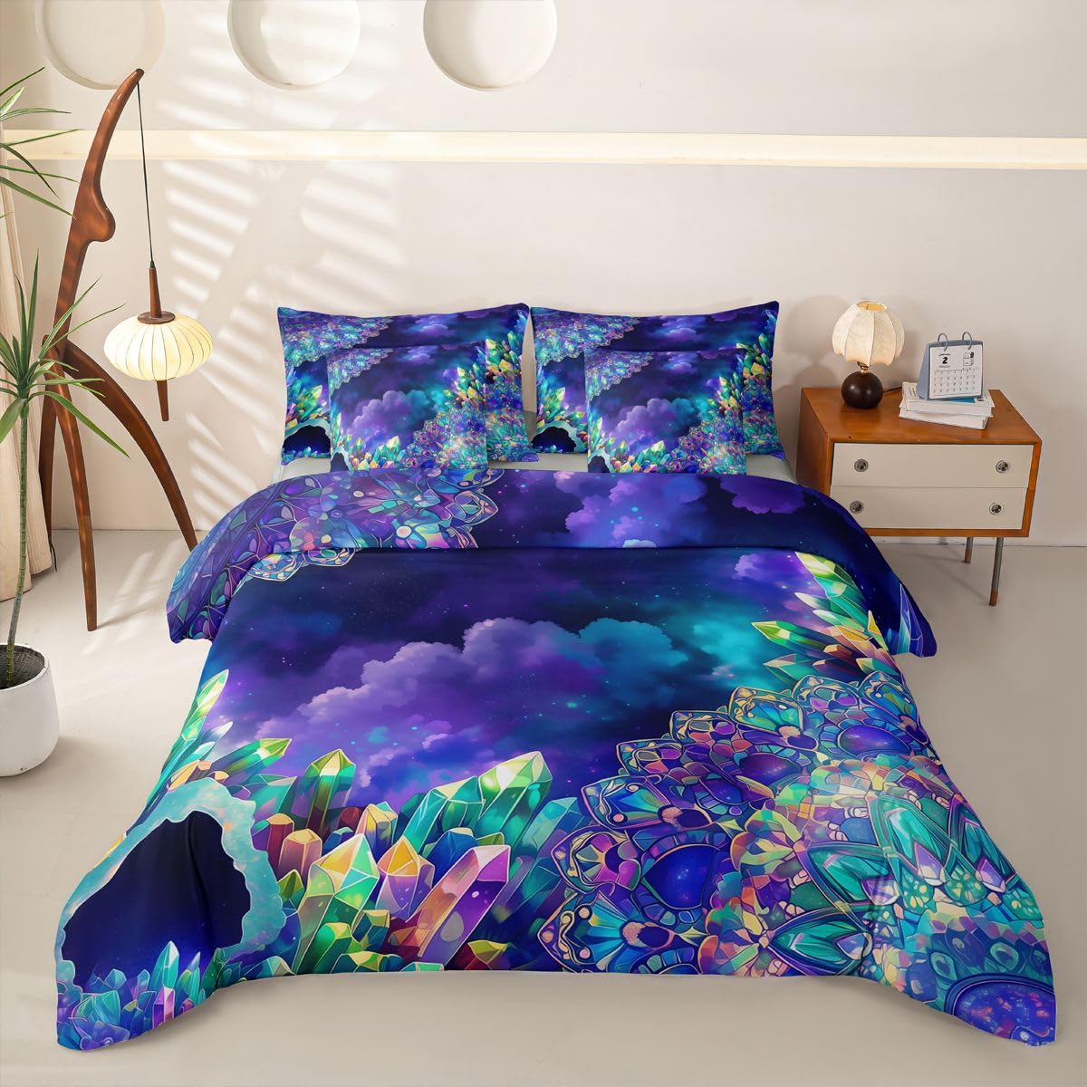 Homewish Bunter Kristall Bettwäsche Set 220x240cm 7tlg