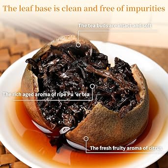 XIXICHA Tangerine Peel Pu-erh Tea Palace Dumpling Tea Xiaoqinggan Orange Puerh Xinhui ChenPi Pu'er Citrus Pu erh Xiao Qing Gan Yunnan 5.64oz