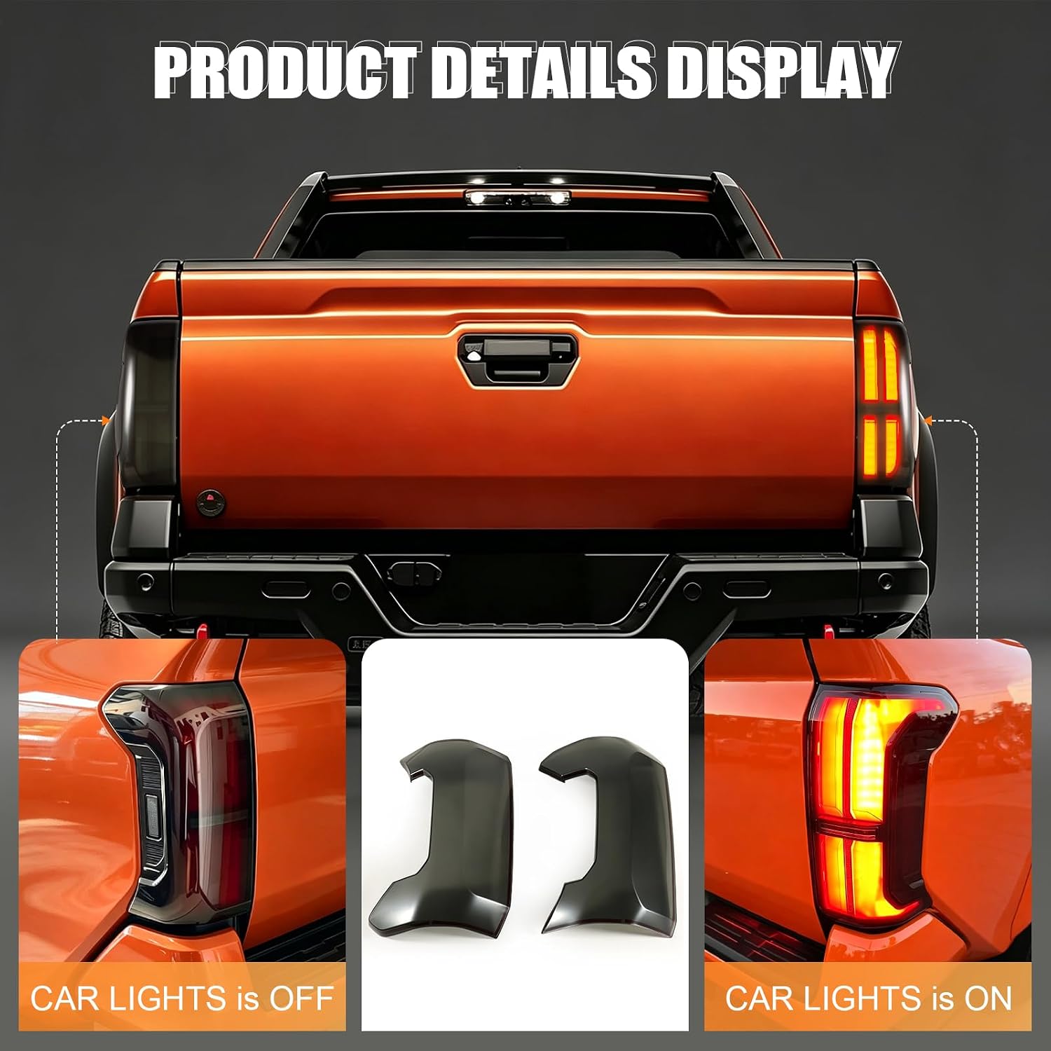 Smoked Black Tail Light Cover Guards Fit for Toyota Tacoma 2024 2025