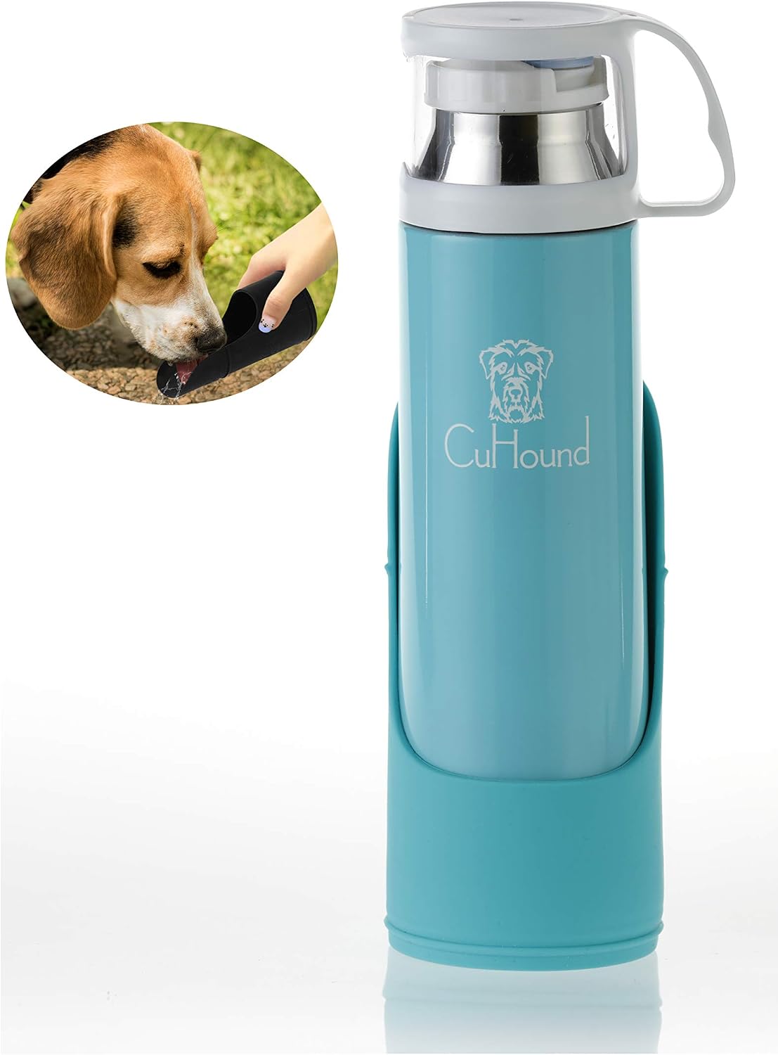CuHound Portable Vacuum Insulated Dog Water Bottle-Stainless Steel, No Spill dispenser For Large and Small dogs, For Travel, Walking and…