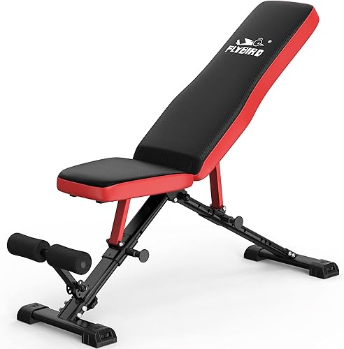 FLYBIRD Workout Bench Adjustable Weight Bench Foldable Strength Training Bench for Home Gym - Newly Upgraded