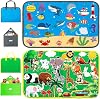 XPJBKC Fuzzy Felt Story Board Set, 50 Pcs Zoo Sea Animals Felt Board Reusable, Farm Animals Fuzzy Felt Ocean World Storytelling Set, Interactive Foldable Storage Interactive Learning Play Kit Gift