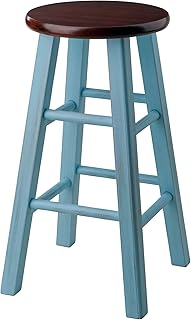 Winsome Wood Ivy Counter Stool, Rustic Light Blue and Walnut, 24"