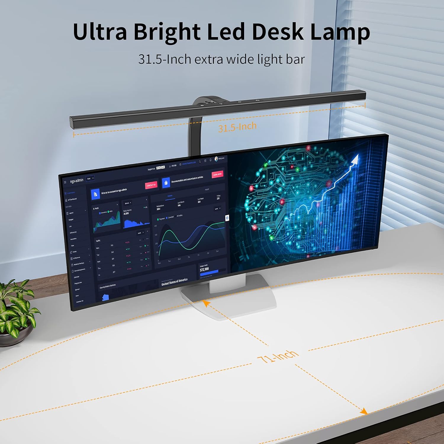 LED Desk Lamp,Eppiebasic Architect Clamp Desk Lamps for Home Office,24W Brightest Led Workbench Office Lighting- 6 Color Modes and Stepless Dimming Modern Desk Lamp for Monitor Studio Reading 1100LM - - 