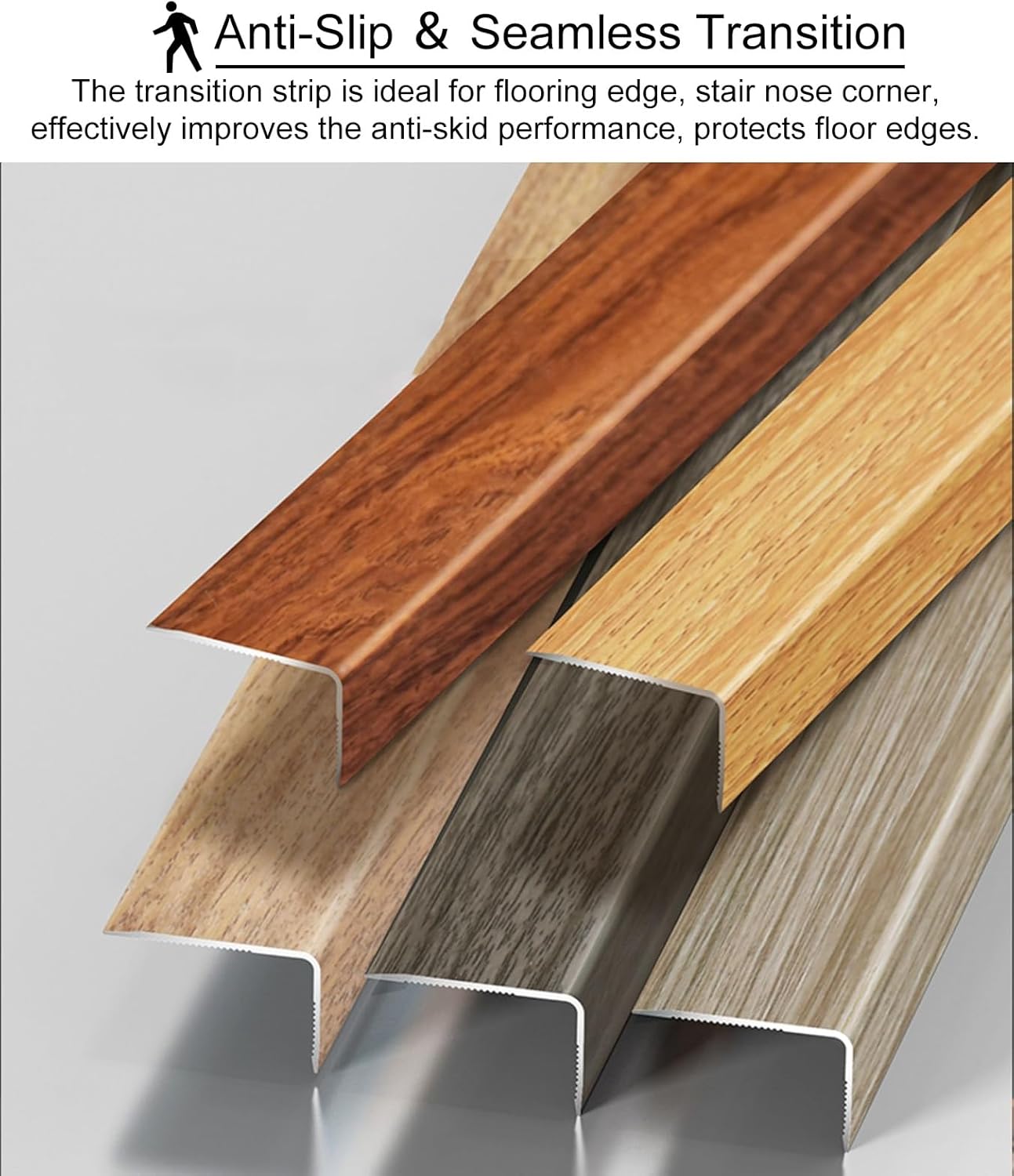 Threshold Strip Metal Stair Nosing Trim Strip with Wood Grain, Doorway Floor Corner Transition Protector, Window Edging Strips, Wood Flooring Seam Cover (Color : Style3)