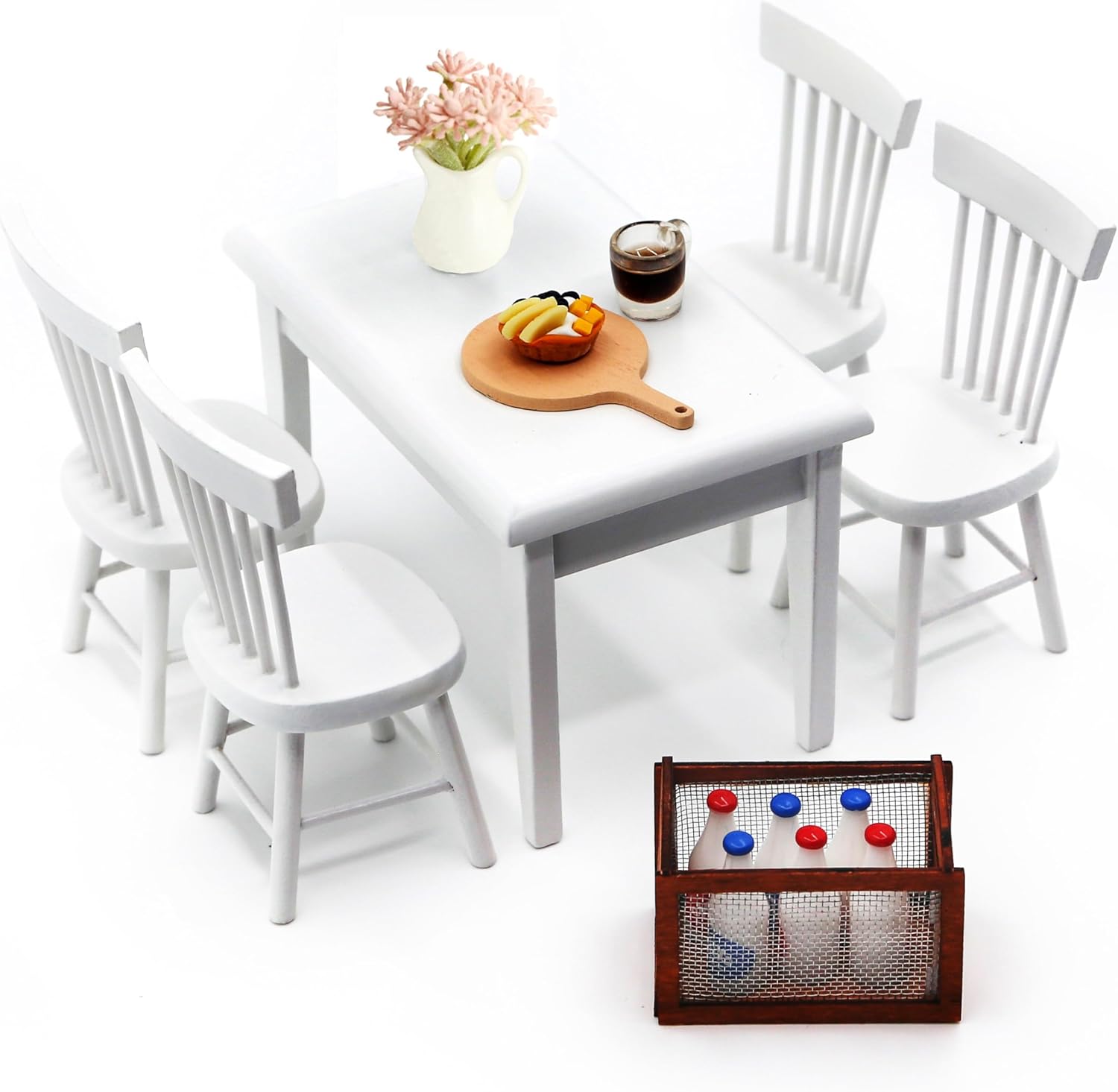 Amazon.com: 1/12 Dollhouse Miniature Dining Set, 17 pcs Wooden Mini DIY ...