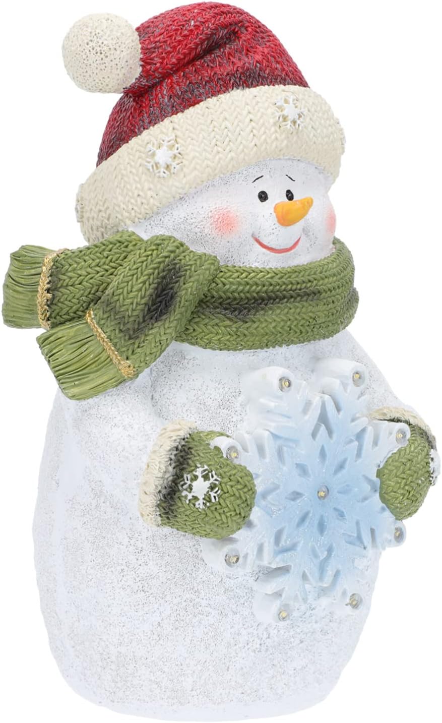 1Pc Xmas Glowing Snowman Resin Christmas Ornament Creative Holiday Decor for Home Unique Light Up Snowman Figurine Xmas Adornment for Festive Celebrations