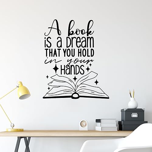 Miniatura 2 de Vinilo adhesivo de pared Sueño Aprender libro Palabras Citas Biblioteca Pegatinas Mural Decoración grande (g7748) Negro