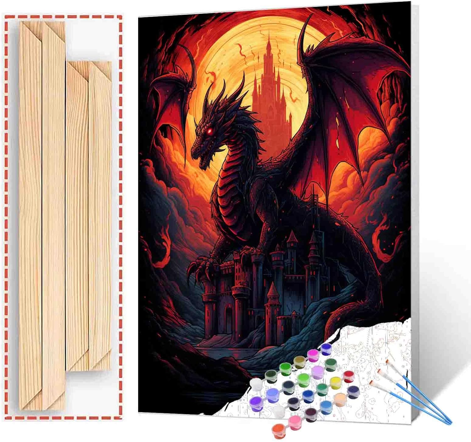 Basketball on Red FirePaint by Bumbers for Adults Beginner Graffitic Ball Sports DIY Paintworks Acrylic Paint Canvas Girls Bedroom Home Decor Pop Art Painting Kits Art 16x20 Inch Gift（DIY Frame ）