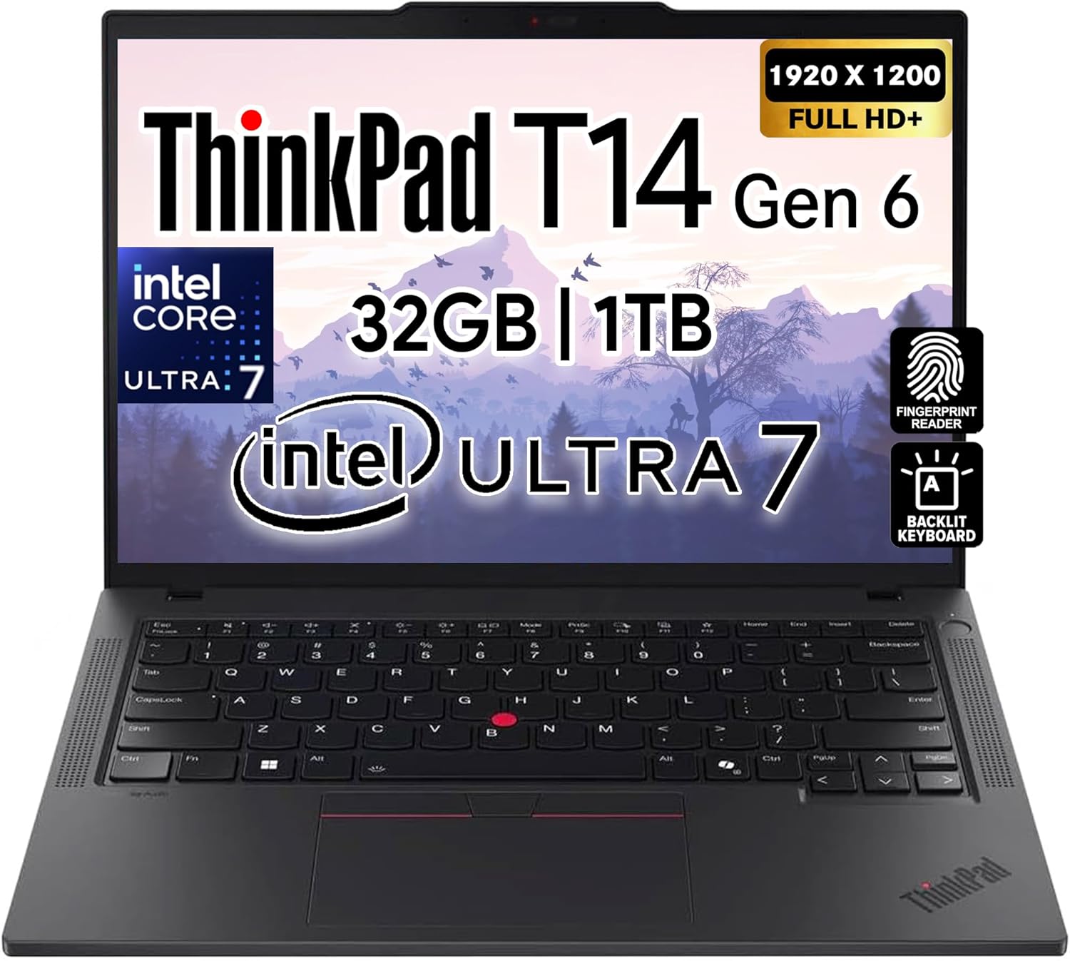 Lenovo ThinkPad T14 Gen 6 Business Laptop 14″ FHD+ IPS, Intel Ultra 7 255U, 32GB DDR5 RAM, 1TB SSD, 5MP Webcam, Fingerprint, Backlit, Wi-Fi 6E, 2 Thunderbolt 4, AI PC, W11P