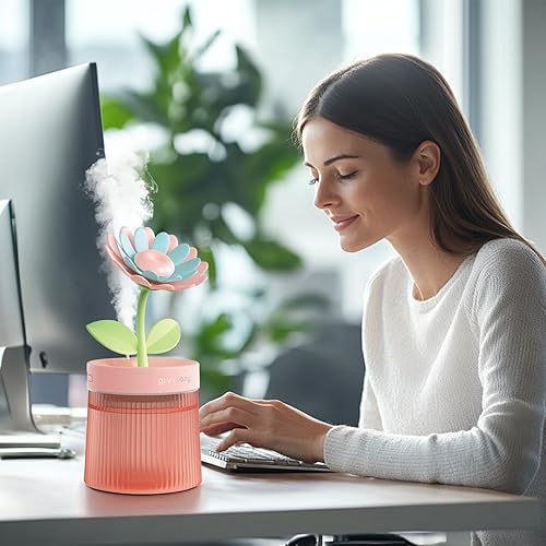 Miniatura 6 de Lindo mini humidificador de 10.8 fl oz de niebla fría con 2 modos de niebla, para el hogar, guardería, oficina, mini humectante de aire portátil,