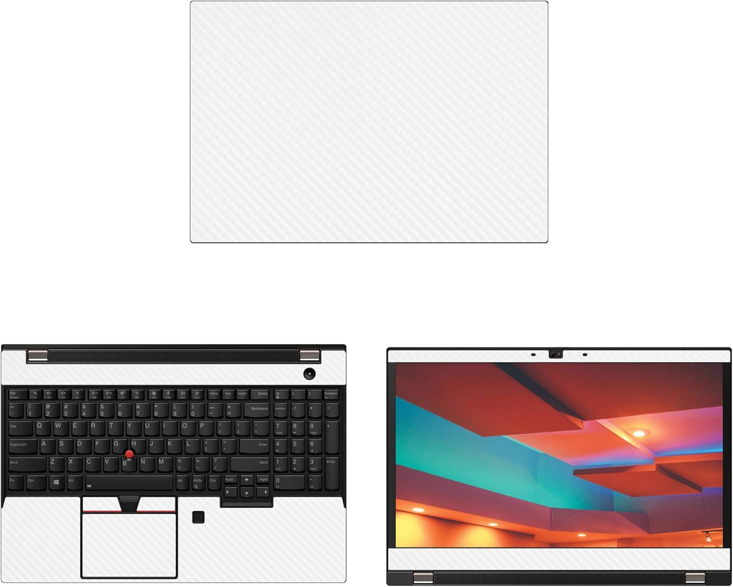 Decalrus - Protective Decal for Lenovo ThinkPad T590 (15.6" Screen) Laptop White Carbon Fiber Skin case Cover wrap CFlenovoTnkpad15_T590White