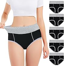 Women's Underwear, Pack of 5, Tummy Control Cotton Briefs, Panties, High-Waist Underpants, Multi-Pack