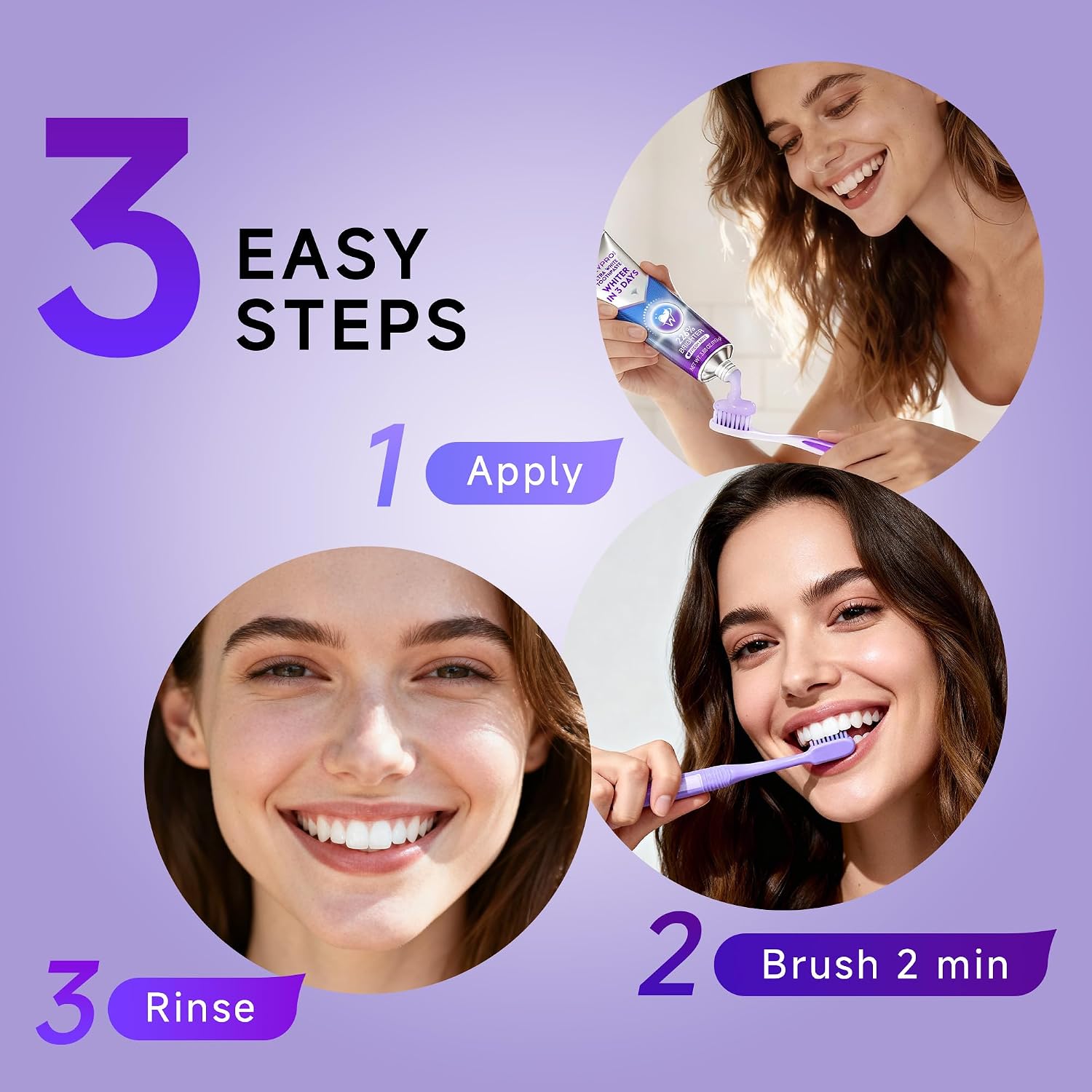SAKYPRORAL Purple Toothpaste for Ultra Teeth Whitening, Peroxide Free & Fluoride Free, Enamel-Safe for Sensitive Teeth, Instant Brightening, 24-Hour Stain Defense, Fresh Mint, 1 Pack, 3.88 oz