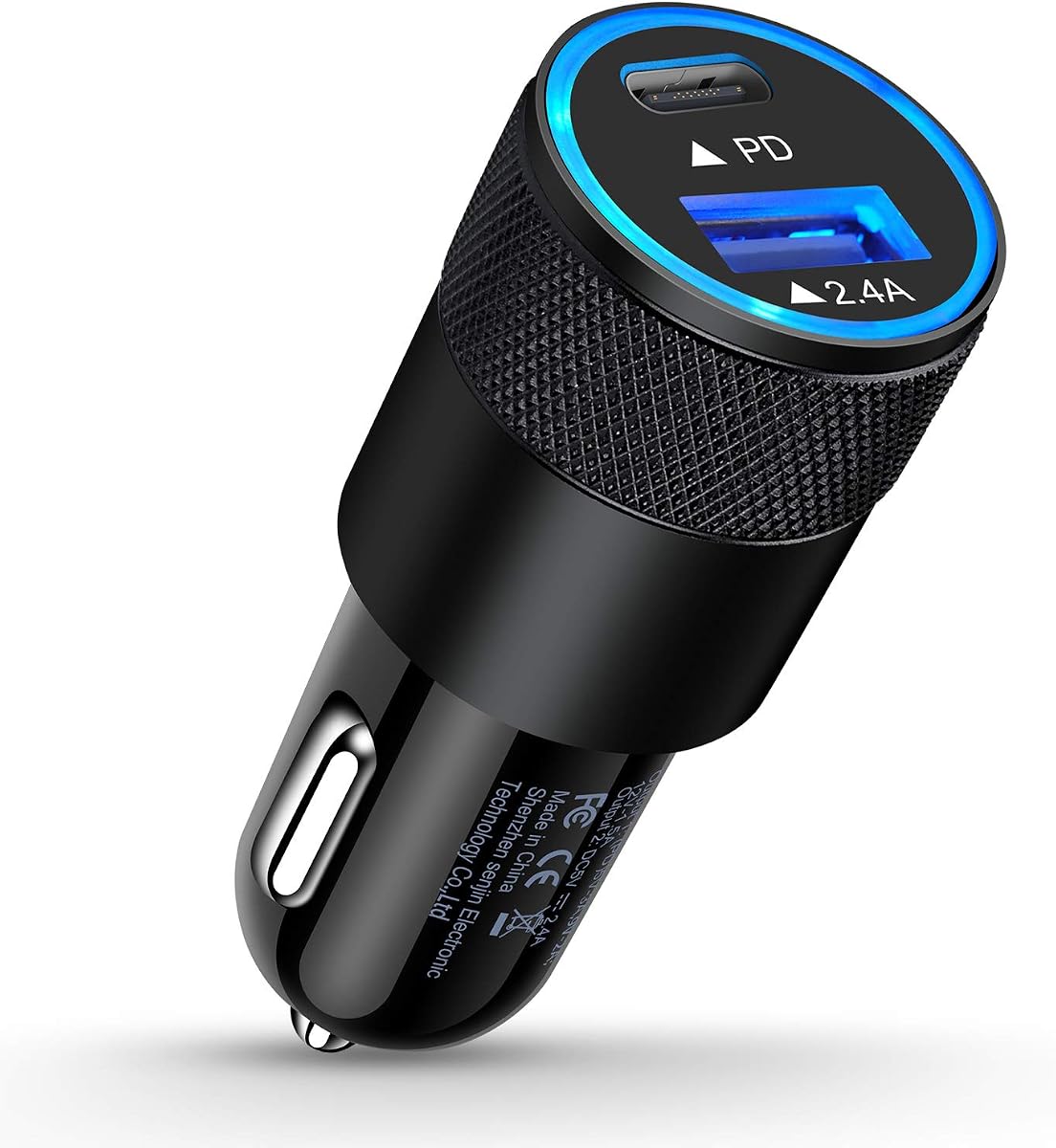 Cargador de coche AILKIN 30W PD USB C, bloque de carga rápida USB tipo C | Adaptador de encendedor de Carro con enchufe USB A y USBC de doble puerto para iPhone, iPad, Samsung Galaxy, Google Pixel, Moto, puerto USB-C