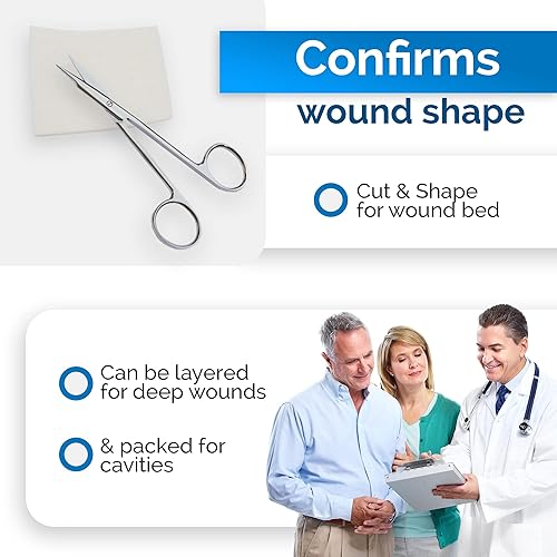 Miniatura 6 de Apósito de alginato de calcio para heridas de 2 x 2 pulgadas, Simpureza, almohadillas gruesas individuales, apósito de alginato antimicrobiano,