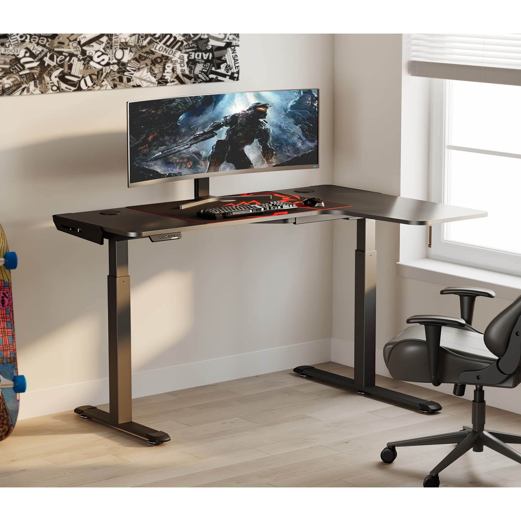 Buy EUREKA ERGONOMIC Standing Desk L Shaped, 60 Inch Gaming Desk, Electric Height Adjustable
