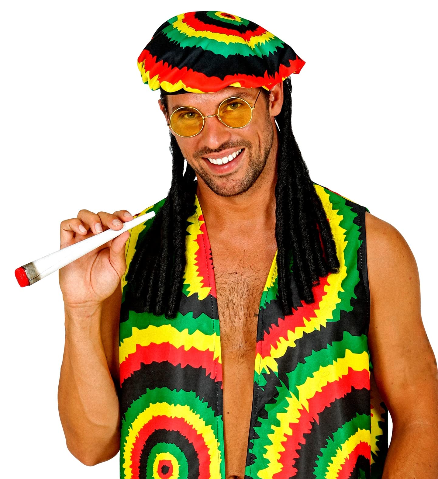 RASTA RAGGAE JAMAICAN BOB MARLEY HAT WIG WITH DREADLOCKS GLASSES - Foto 6