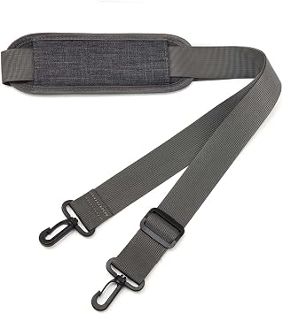 bagasin Shoulder Strap 56 inch, Adjustable Thick Soft Universal Replacement Non-Slip Fit Padded with Plastic Swivel Hooks for Briefcase,Laptop Shoulder Bag/Laptop Messenger Bag Grey
